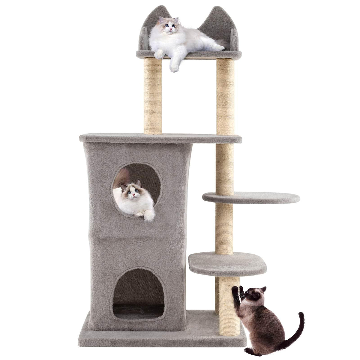 Cat Tree for Large Cats, 123 CM inch Cat Tower with 2-Story Condo