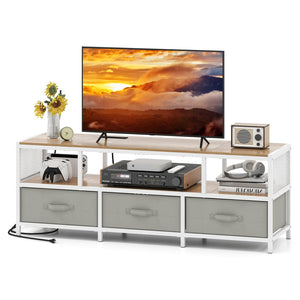 3-Tier Media Entertain Center with Power Outlets USB Charging