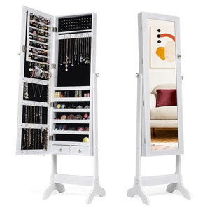 Giantex Jewelry Cabinet, Freestanding Jewelry Cabinet with Full-Length Mirror