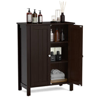 Giantex Bathroom Floor Storage Cabinet, Free Standing Storage Organizer, with Double Door, Adjustable Shelf