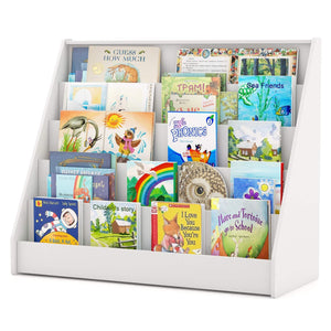 5 Tier Kids Bookshelf, Toddler Book Display Storage Shelves, Floor Toy Book Case Magazine Rack