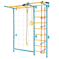 7-in-1 Steel Home Playground with Monkey Bars, Rope Wall, Wall Ladder, Pull-up Bar, Rope Ladder