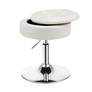 Giantex Vanity Stool with Storage, 360° Swivel PU Leather Vanity Chair, 50-66cm Height Adjustable Makeup Stool