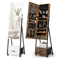 Giantex Mirror Jewelry Cabinet, Jewelry and Makeup Organizer w/ Full Length Mirror