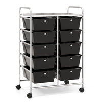 Giantex 10-Drawer Storage Cart w/Universal Wheels, Rolling Cart w/Handles, Mobile Organizer Unit w/Removable Drawers