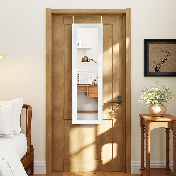 Wall/Door Mounted Jewelry Armoire with Storage Shelves and 2 Hanging Hook