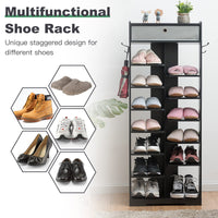 Giantex 13-Tier Wooden Shoe Rack, Narrow Double Rows Shoe Shelf, Space Saving Vertical Shoe Storage Organizer