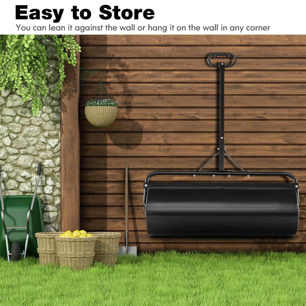 Metal Lawn Roller, Push/Tow-Behind Lawn Roller, 63L Water/Sand-Filled Sod Roller with Detachable Gripping Handle