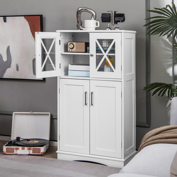Bathroom Storage Cabinet Linen Storage Cabinet with Doors and Adjustable Shelves