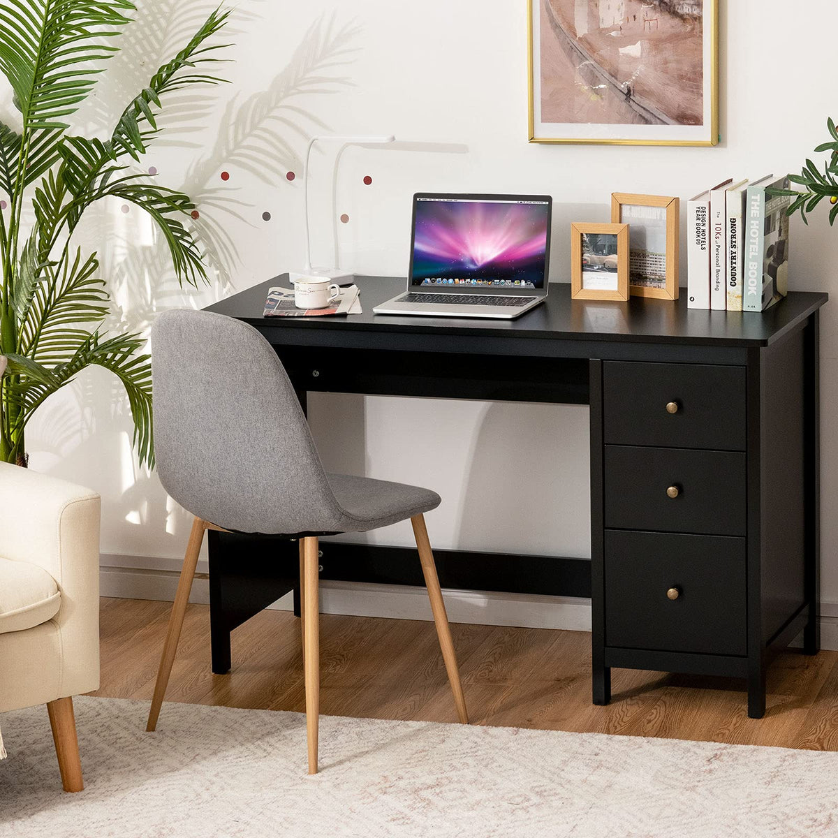Giantex 3-Drawer Computer Desk, Multipurpose Study Desk w/Spacious Desktop