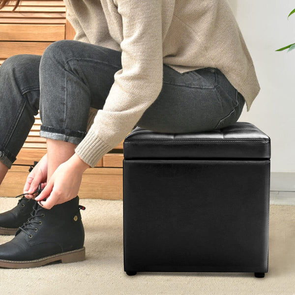 Giantex 40CM Cube Ottoman, Pouffe Storage Box Lounge Seat Footstools