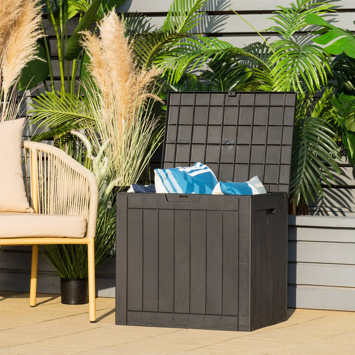 Deck Box, 118L Outdoor Storage Box for Patio Tools, Cushions, Garden Supplies