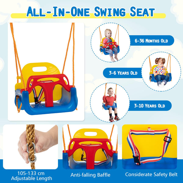 300 KG Indoor & Outdoor Swing Set, Heavy Duty Carbon Steel Swing Frame w/ 1 Belt Swing