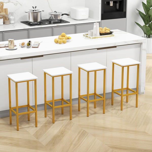 65 cm Square Bar Stools Set of 4, Kitchen Breakfast Stools