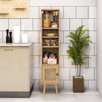 Natural Rattan Storage Cabinet Freestanding Cabinet 137cm Bookcase Display Rack
