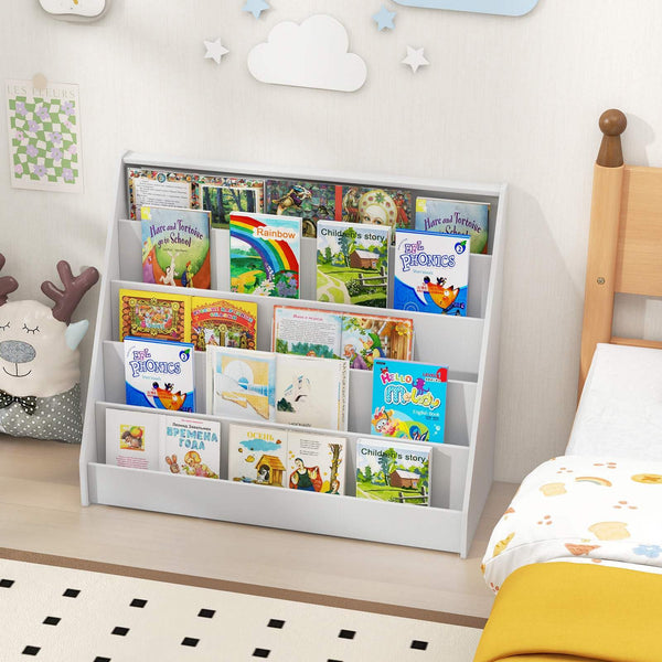5 Tier Kids Bookshelf, Toddler Book Display Storage Shelves, Floor Toy Book Case Magazine Rack
