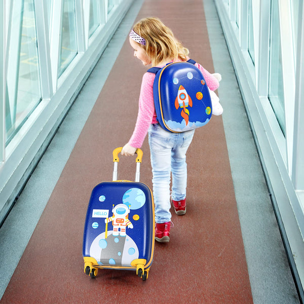 2 PCS Kids Luggage Set, 13" & 16" Kids Carry On Suitcase Set, Children Travel Rolling Trolley Suitcase