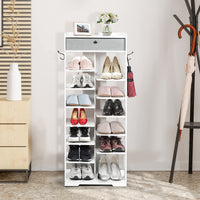 Giantex 13-Tier Wooden Shoe Rack, Narrow Double Rows Shoe Shelf, Space Saving Vertical Shoe Storage Organizer