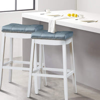 Giantex 74cm Saddle Bar Stools Set of 2, Backless Nailhead Bar Stool