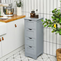 Giantex Bathroom Floor Cabinet, Freestanding Side Storage Cabinet W/ 4 Drawers & Anti-Toppling Device