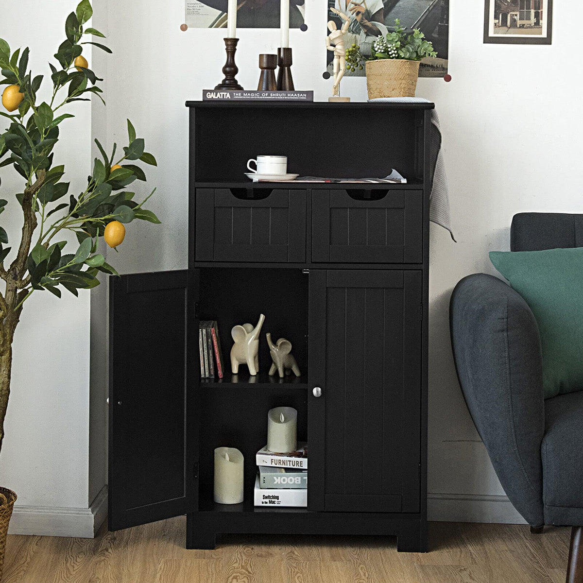 Giantex Bathroom Floor Cabinet, Storage Cabinet, Standing Cupboard for Kitchen