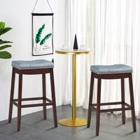 Giantex 74cm Saddle Bar Stools Set of 2, Backless Nailhead Bar Stool