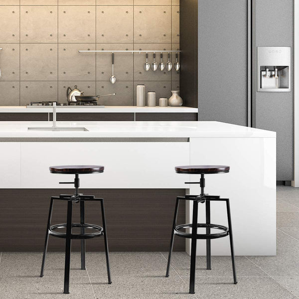 Giantex Swivel Bar Stool Set of 2, Counter Height Bar Chairs w/Adjustable Height, Footrest & High Seat