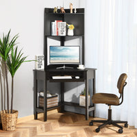 Giantex Corner Desk with Hutch, Compact Home Office Desk, Corner Computer Desk, Study and Writing Table