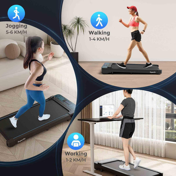 140kg Capacity Under Desk Treadmill Walking Pad w/Remote & APP Control LED