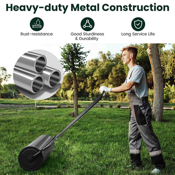 48L/63L Lawn Roller Heavy-Duty Steel Push/Pull Sod Roller Lawn Rolling Machine