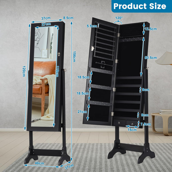 Giantex Jewelry Cabinet, Freestanding Jewelry Cabinet with Full-Length Mirror