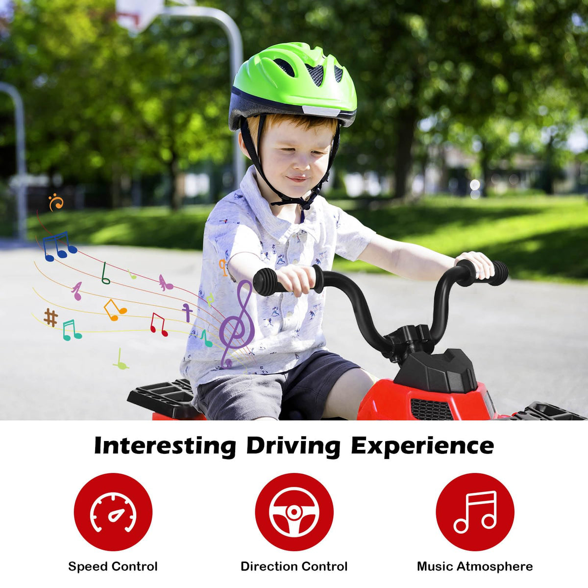 6V Battery Powered ATV with 4 Anti-skid Wheels Music Player