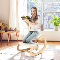 Giantex Ergonomic Kneeling Chair, Wood Rocking Posture Chair with Soft Cushion for Back Neck Shoulder Pain Relief