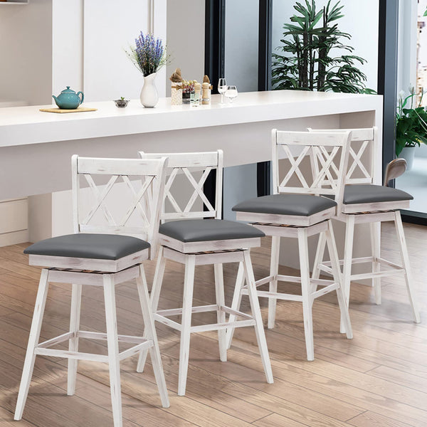 Giantex Set of 2 Bar Stool, Counter Height Barstool W/Foot Rest Upholstered Cushion