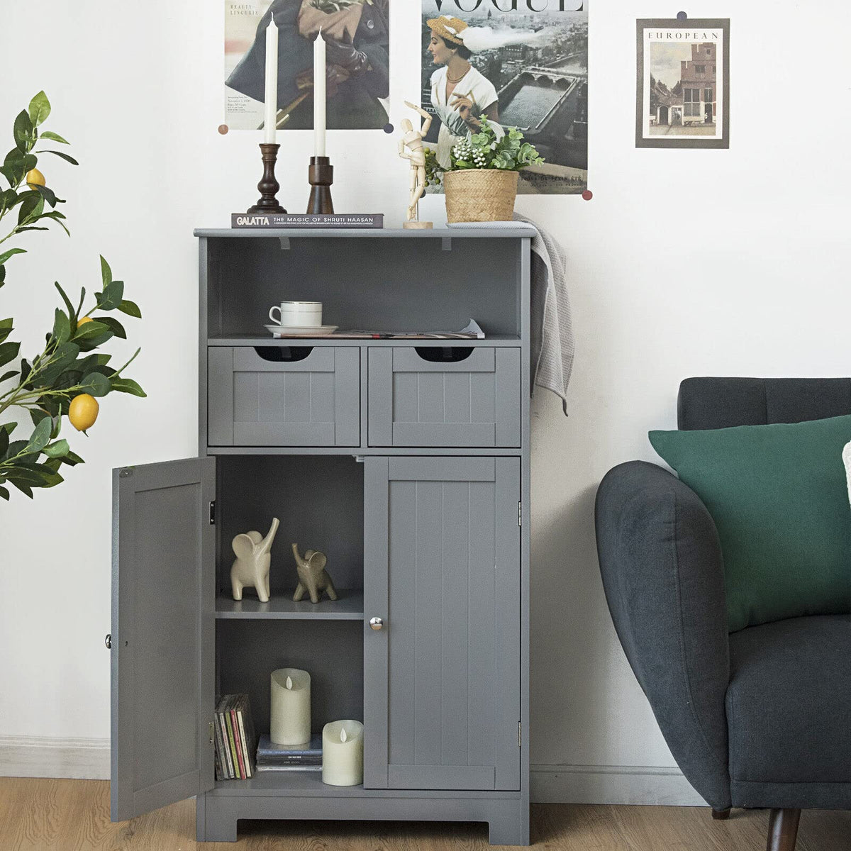 Giantex Bathroom Floor Cabinet, Storage Cabinet, Standing Cupboard for Kitchen