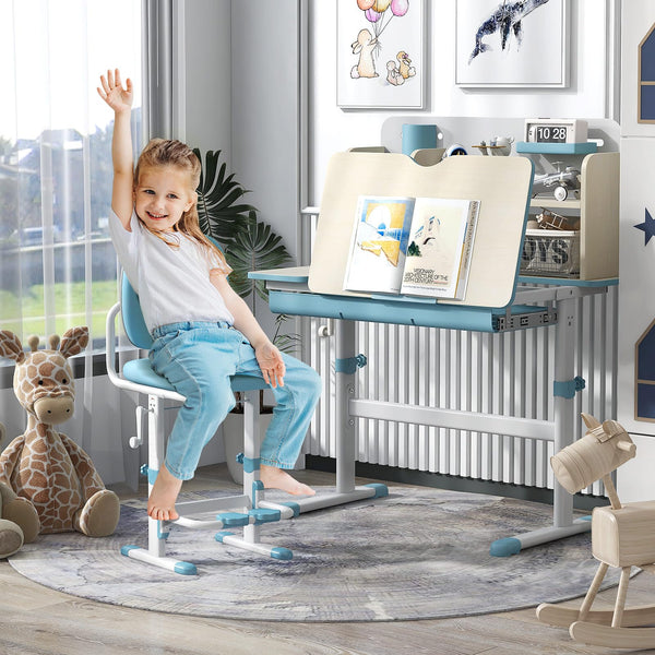 Kids Study Desk, Height Adjustable Children Writing Table w/Tilt Desktop
