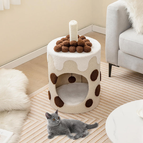 Bubble Tea Cat Tree Tower Cat Condo Furniture w/Scratching Post