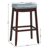 Giantex 74cm Saddle Bar Stools Set of 2, Backless Nailhead Bar Stool