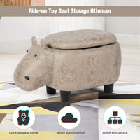 Giantex Storage Footrest Ottoman, Cute Animal Footstool, Hippo Upholstered Storage Ottoman w/Suede Fabric