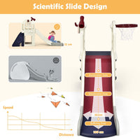 6-In-1 Large Slide with Basketball Hoop for Indoor & Outdoor Playground
