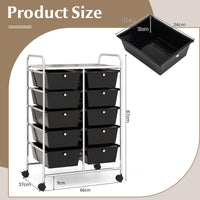 Giantex 10-Drawer Storage Cart w/Universal Wheels, Rolling Cart w/Handles, Mobile Organizer Unit w/Removable Drawers
