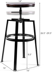 Giantex Swivel Bar Stool Set of 2, Counter Height Bar Chairs w/Adjustable Height, Footrest & High Seat