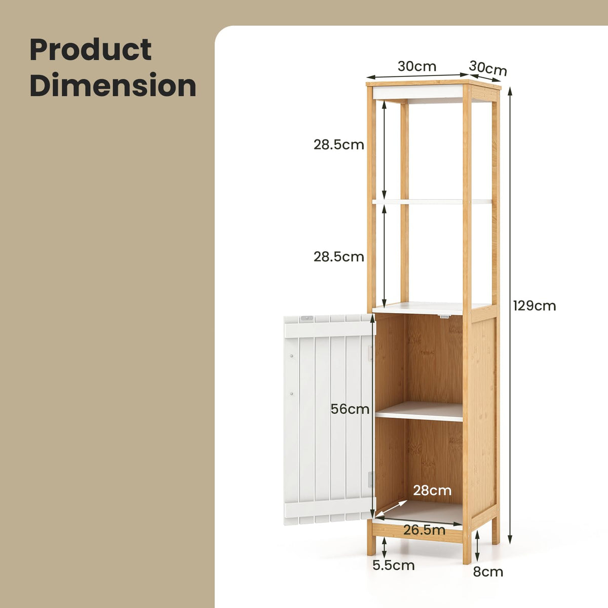 Giantex Bathroom Floor Cabinet, Narrow Freestanding Storage Cabinet with Door