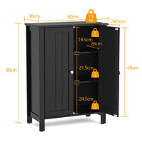 Giantex Bathroom Floor Storage Cabinet, Free Standing Storage Organizer, with Double Door, Adjustable Shelf