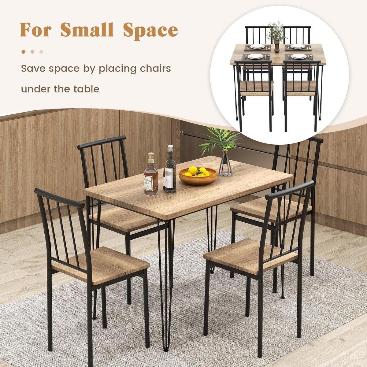 Giantex 5-Piece Dining Table Set for Small Space for Home Restaurant