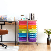 15-Drawer Rolling Storage Drawer Cart, Tools Scrapbook File Paper Craft Organizer Cart w/ Wheels