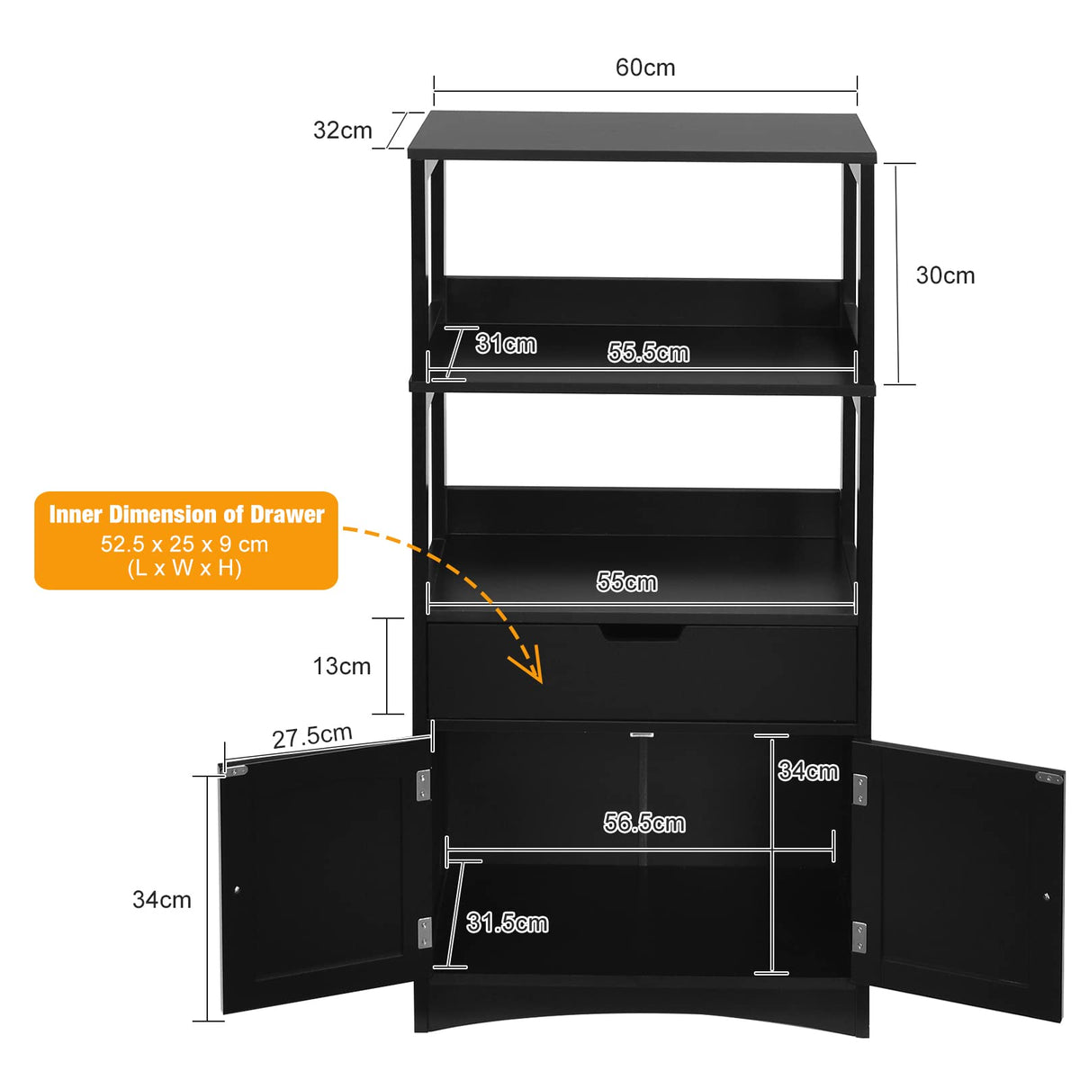 Giantex Floor Storage Cabinet, Freestanding Organizer, Kitchen Pantry Holder w/Anti-Toppling Mechanism, Wooden Entryway Sideboard
