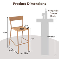 Patio Barstools Set of 2, Outdoor Bar Height Chairs