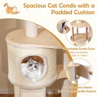 143 CM Tall Cat Tree with Sisal Scratching Posts and Condo