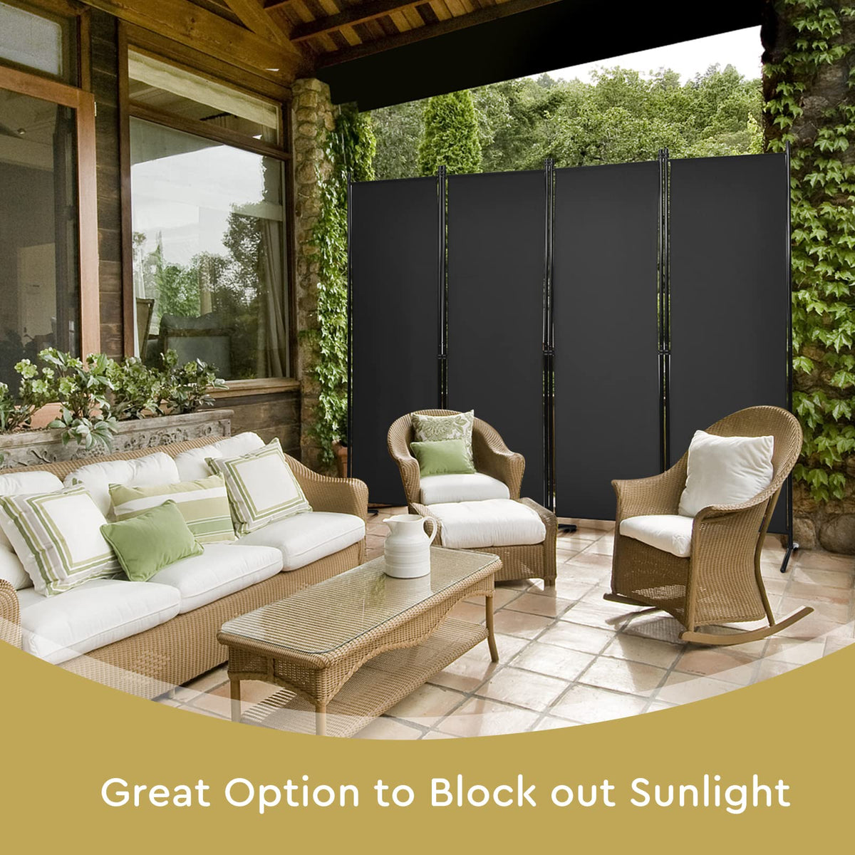 Giantex 4-Panel Room Divider, Folding Privacy Screen, Portable Fabric Wall Divider and Separator w/Steel Frame